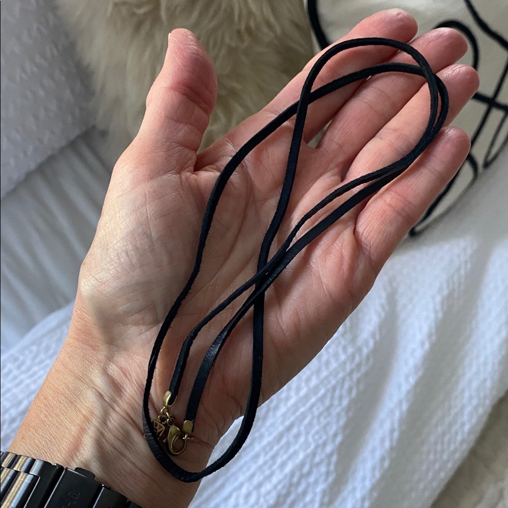 Waxing Poetic  Black Leather Necklace 28”